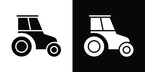 Aufkleber - Tractor icon in flat version on black and white background