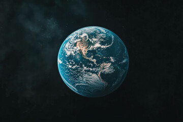 Wall Mural - blue planet in the dark sky. the planet is the center of the image. the sky is dark and the planet i