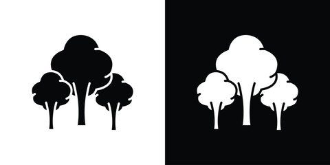 Poster - Trees icon in flat version on black and white background