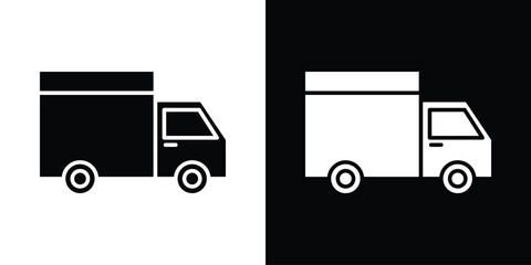 Aufkleber - Truck icon in flat version on black and white background