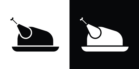 Aufkleber - Turkey icon in flat version on black and white background