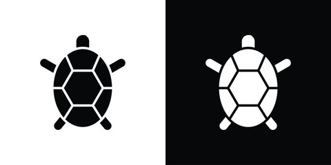 Aufkleber - Turtle icon in flat version on black and white background