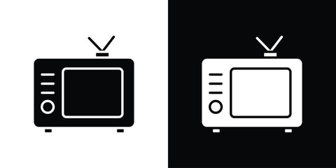 Aufkleber - Tv retro icon in flat version on black and white background