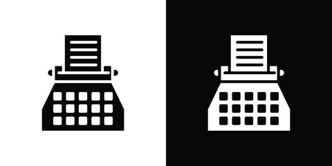 Aufkleber - Typewriter icon in flat version on black and white background