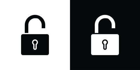 Poster - Unlock icon in flat version on black and white background