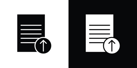 Aufkleber - Upload file icon in flat version on black and white background