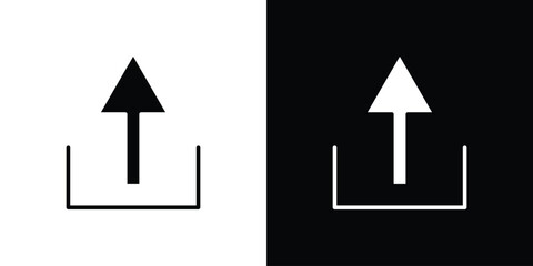 Aufkleber - Upload icon in flat version on black and white background
