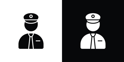 Aufkleber - User pilot icon in flat version on black and white background