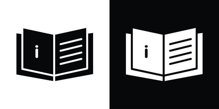 User guide icon in flat version on black and white background