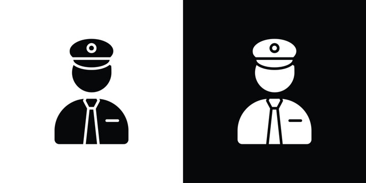 User pilot icon in flat version on black and white background