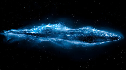 Wall Mural - blue object in space with a lot of stars around it. the blue object is very long and it looks like i