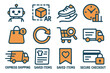 © elena - Set of shopping and delivery icons with ar and secure checkout