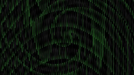 Poster - Green matrix abstract dots raining binary code without symbols and characters. Black background. Abstract halftone loop animation