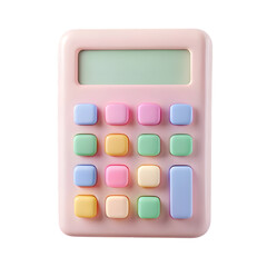 Poster - Pastel colored calculator isolated on black background illustrating simple calculations and counting