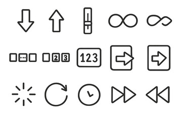 Leinwandbilder - Black outline icons on beige background with arrows and symbols