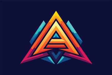 Aufkleber - Colorful abstract vector logo featuring letter a in modern gradient style on dark blue background for creative brand identity and design
