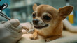 © Ariwasabi - Chihuahua at a veterinary clinic receiving a dental examination. A veterinarian uses dental tools while dog sits calmly. Focus is on the detailed interaction. Image made using Generative AI.