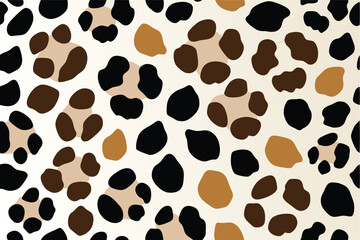 Aufkleber - Repeating animal pattern with brown spots and black dots design with cream colored background creating a fun, modern, and playful look