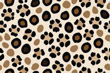 Aufkleber - Repeating animal pattern with brown spots and black dots design with cream colored background creating a fun, modern, and playful look