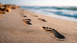 © sabyna75 - Serene footprints leading to ocean waves on a sandy beach
