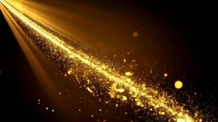 Wall Mural - radiant golden light beam with glittering dust particles on dark background, creating elegant and sh