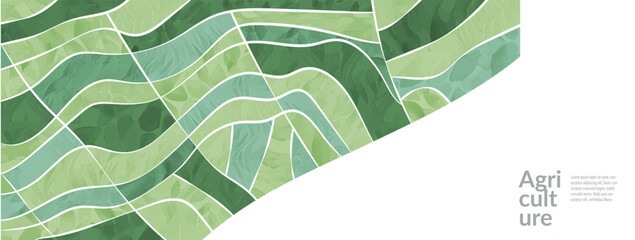 Wall Mural - Background with green texture and organic summer pattern, abstract vector nature farm banner and label. Hand-drawn field tag art. Modern agriculture design, eco paint frame, landscape illustration