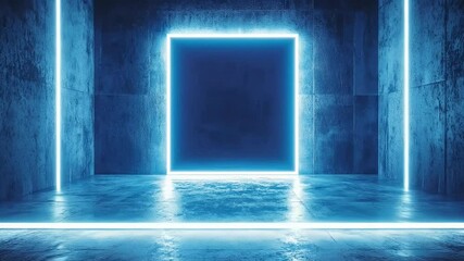 Poster - Azure cube room, neon glow