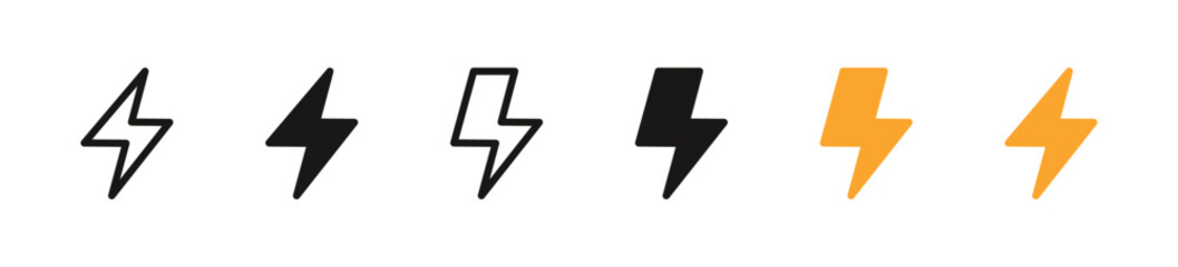 Aufkleber - thunder bolt flash icon, yellow flash lightning bolt icon - Electric power icon symbol - Power energy icon sign. vector illustration