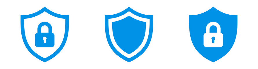 Aufkleber - Shield icon or security shield protection icon with lock symbol privacy icon , secure private security icons - padlock icon button - Keyhole icon, Door key hole button