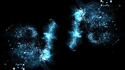Wall Mural - blue swirls particles flow, blue particles, blue dust, loop transparent video, motion background