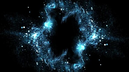 Wall Mural - blue smooth particles flow, blue particles, blue dust, loop transparent video, motion background