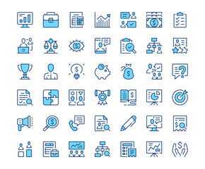 Fototapete - Business consulting icons. Vector line icon set. Modern outline design. Blue concept