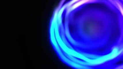 Poster - Abstract glowing light circles and colorful trails swirling on black background. Futuristic motion animation.