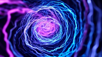 Poster - Abstract tunnel made of glowing electric neural networks. Futuristic energy passage. Data flow movement and cyberspace concept footage.