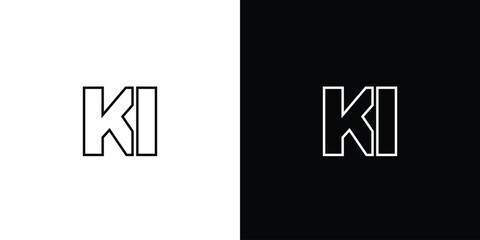Aufkleber - Letter K and I, KI logo design template. Minimal monogram initial based logotype.