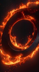 Wall Mural - fire ring glowing intensely in dark background showcasing vibrant flames and unique circular shape i
