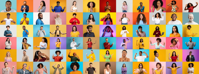 Poster - A vibrant collage of portraits features a diverse group of individuals representing various lifestyles