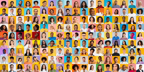 Poster - A vibrant collage showcases diverse individuals from different backgrounds sharing their unique expressions.