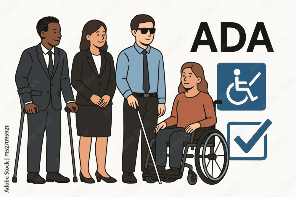 Americans with Disabilities Act concept. Diverse employees with ...
