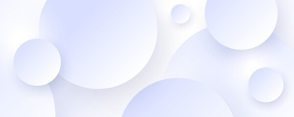 Poster - 3D white abstract background overlap layer on bright space with cutout shape effect decoration. Modern graphic design element circles style concept for web banner, art, flyer, card, or brochure cover