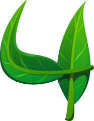 Fototapete - Nature green leaf font digit 4 four. Nature tree foliage alphabet typeface figure, environment plant cartoon isolated vector type numeral symbol. Clean ecology ABC font digit or math typeface number