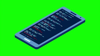 Poster - Isometric smartphone animation. Simple flat isometric phone. Smartphone device isometric technology. 4K video animated in isometric style