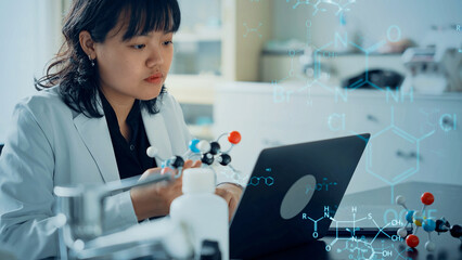 Poster - 研究する科学者と化学技術のコンセプト