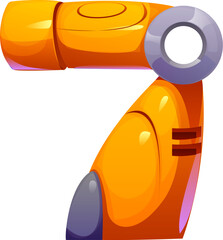 Aufkleber - Robot font, cyborg machine robotic hand gear for engineering type, cartoon vector typeface. Robot font type, transformer gear arm or cyborg machine hand mechanism and robotic mechanical limb typeface