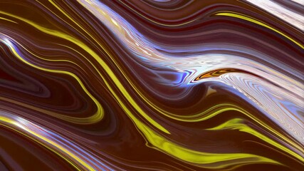 Poster - Abstract wavy patterns in brown, yellow, and blue color scheme  