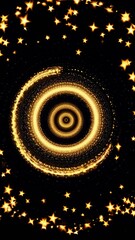 Poster - Abstract gold spiral surrounded by stars on a black background  