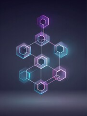 Poster - Visual Representation of Blockchain Structure Showing Nodes and Connections in a Modern Futuristic Design With Gradient Colors