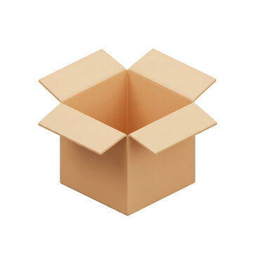 Box Rendering Icon Empty Carton 3D on Transparent