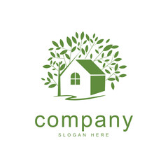 Aufkleber - Eco-Friendly Home Logo with Green Tree