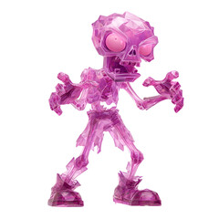 Poster - Futuristic and imaginative 3D rendered character design featuring a transparent glowing and crystalline zombie inspired robot with a vibrant stylized aesthetic